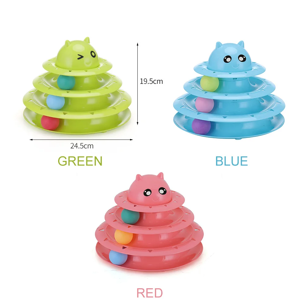 Забавная игрушка для кошек башня треки дисковые шары интеллект тройной игровой