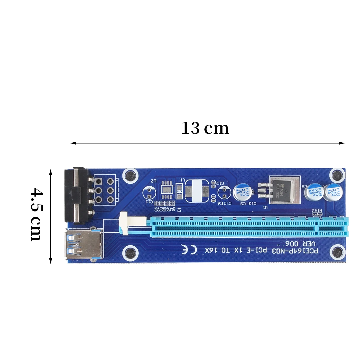 6 упаковок PCI-E Райзер Экспресс-кабель от 16X до 1X ( Dual-6pin / MOLEX) Ethernet ETH Майнер питание