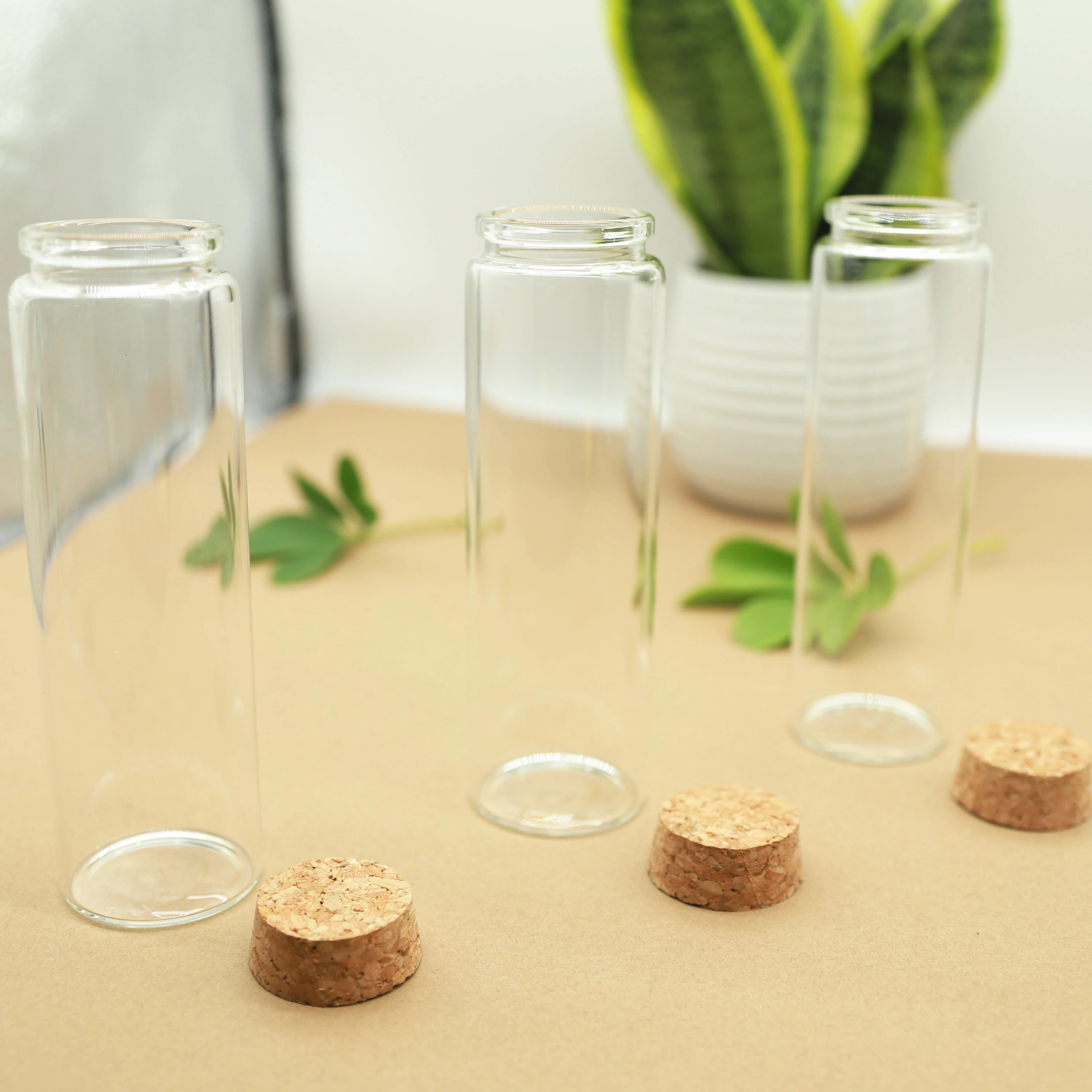 

6 Pieces 47*150mm 200ml Cork Glass Bottle Stopper Spicy Storage Jar Bottle Test Tube Containers spice candy Glass Jars DIY Vials