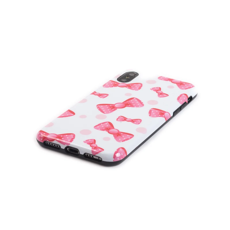 Роскошный глянцевый мягкий силиконовый чехол для телефона iPhone 7 6 6s 8 X XS Max XR Cover Coque Cute Pink Bow tie Candy Color Black Shell TPU on.