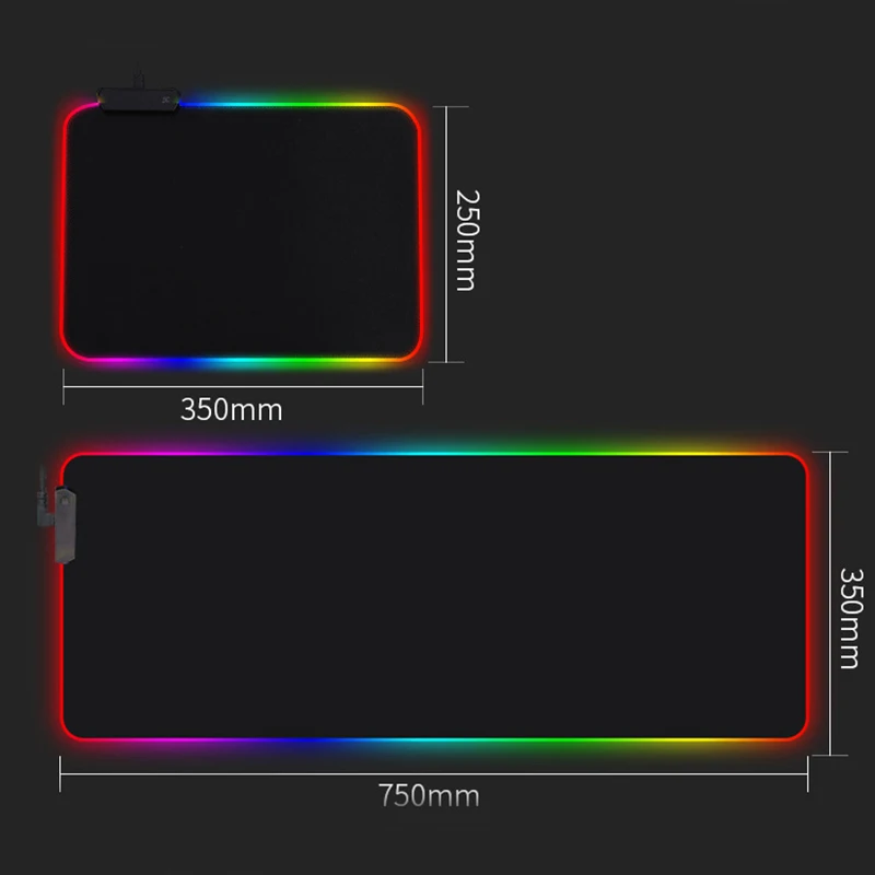 HECULAS игровой коврик для мыши RGB светодиодный коврик 7 цветов коврик для мыши 25x35 см 35x75 см