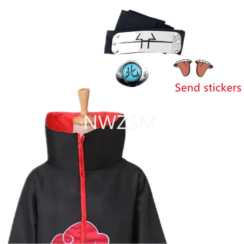 

Anime Pain Costumes Akatsuki Suit Cloak Headband Ring Set Itachi Deidara Cosplay Robe Cape School Halloween Gift Cool Outfit