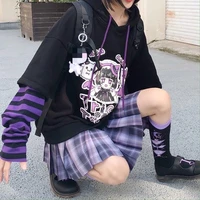 deeptown kawaii hoodie women gamer girl anime oversized sweatshirt black harajuku hoodies high street kpop cute pullovers e girl