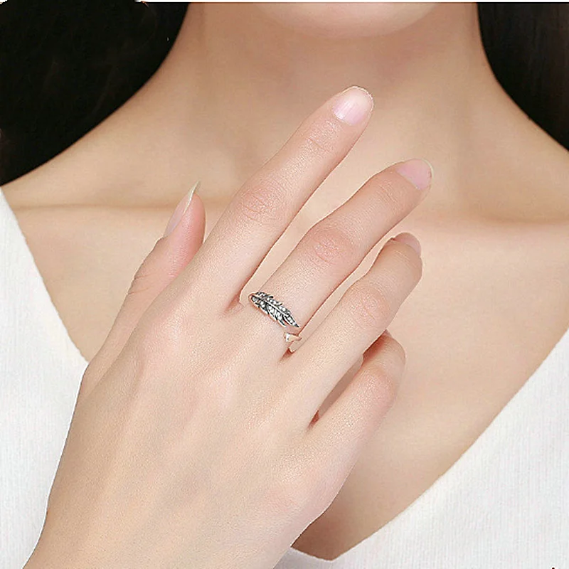 Горячая Распродажа подлинное 925 пробы Серебряное перо крылья регулируемое