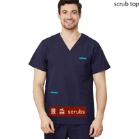 plug size nurse scrubs men medical uniforms cotton v neck scrub shirt short sleeve veterinary workwear hospital doctor surgical