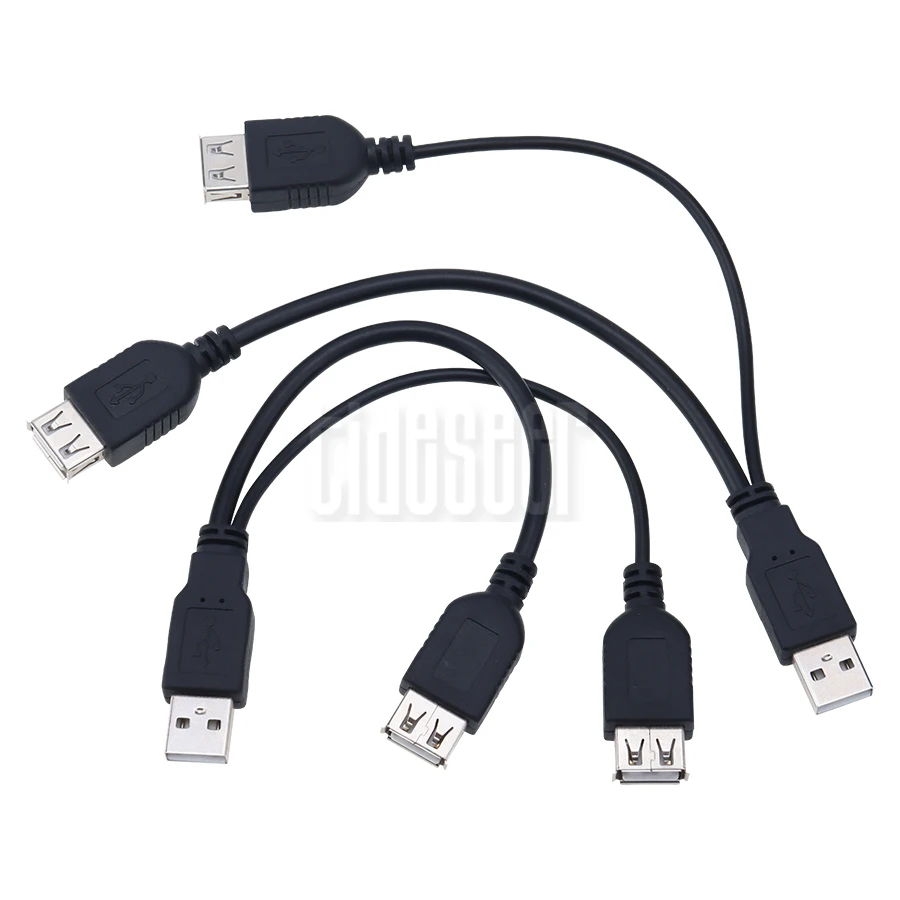 Bestellen 21cm USB 2,0 Männlich Zu 2 Dual USB Weibliche Jack Y Splitter Hub Adapter Kabel Schwarz 300 Stücke