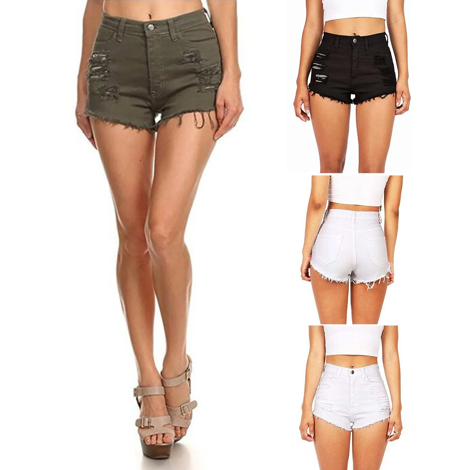 

Women's Insert Pockets Ultra-short Sexy Personality Denim Shorts Summer Casual Fashion Jeans Beach High Waist Streetwear