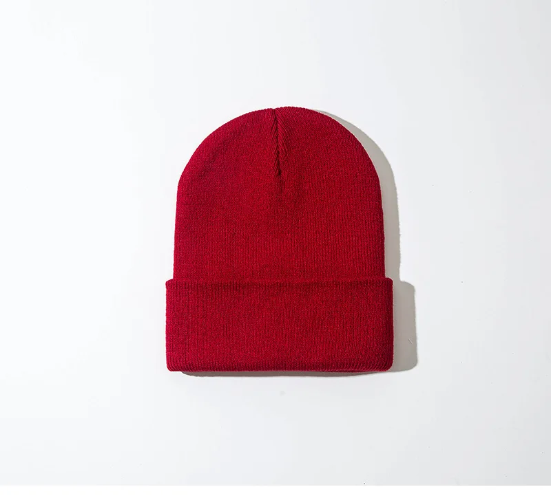 Бургундия OEM зимняя шапка вязаная toque с вашим вышивка логотип печать логотип 5 шт для MOQ - Цвет: Бургундия