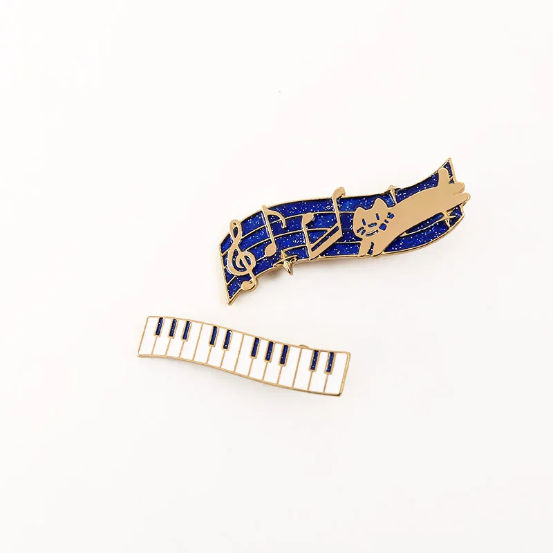 Женская эмалированная заколка для волос с эмалью и синими нотами подарок девушки