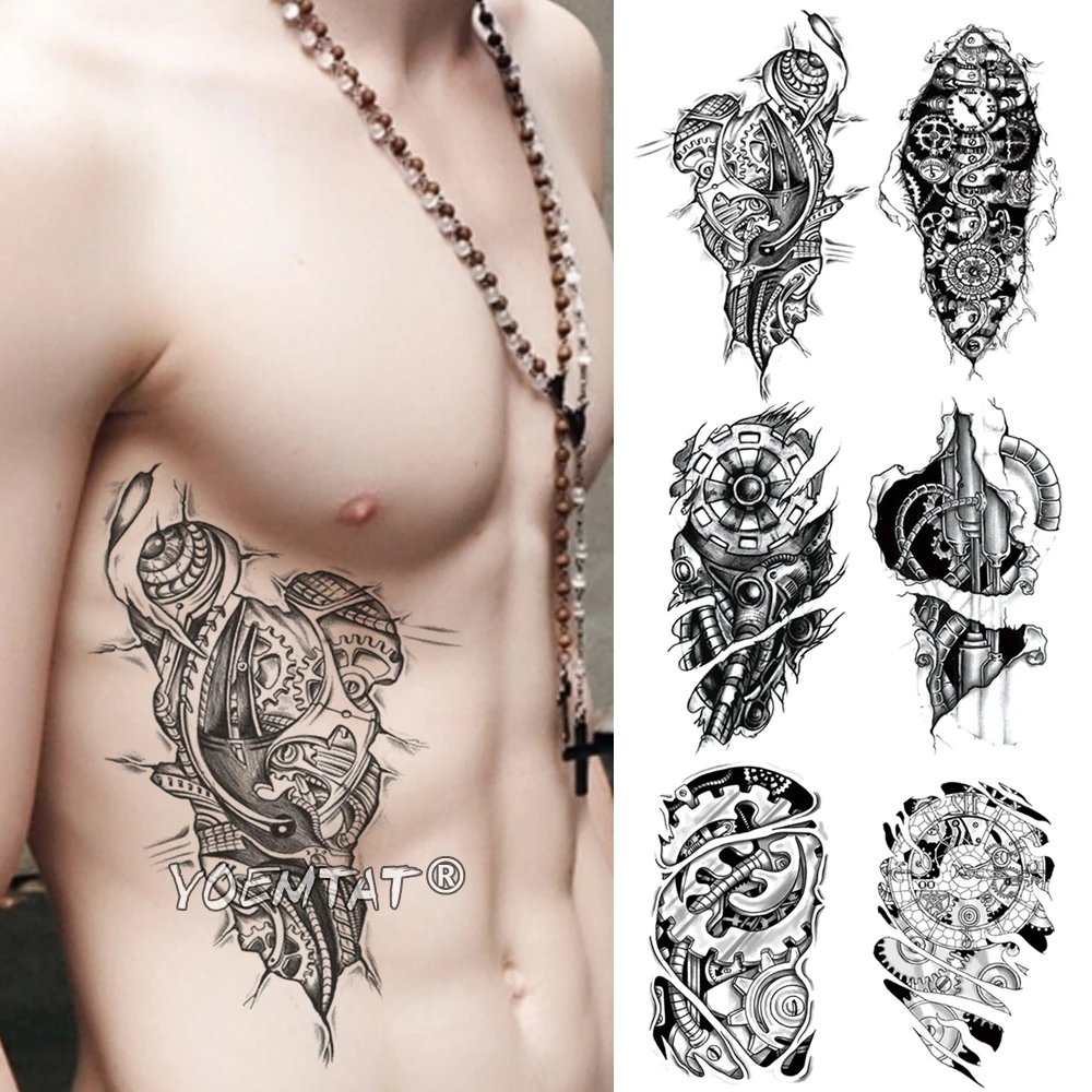 

3D Robot Temporary Tattoo Sticker Bionic Waterproof Tatto Warrior Soldier Body Art Mechanical Gear Arm Fake Tatoo Men Women