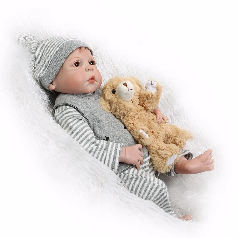 55 см полностью силиконовая кукла Reborn Baby Doll Toys 22 дюйма для новорожденных мальчиков