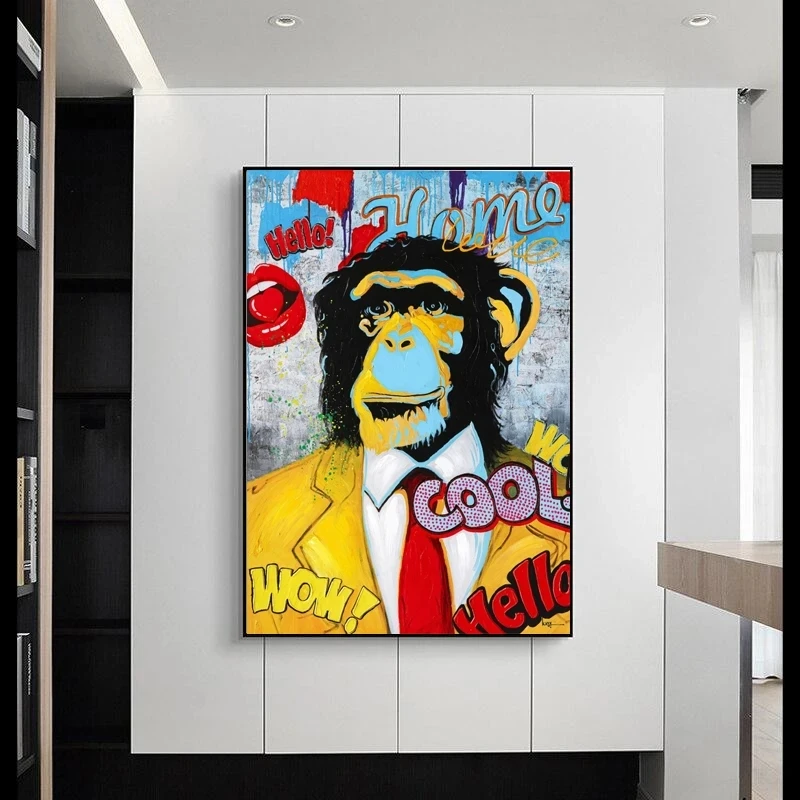 Уличное художественное изображение обезьяны на стену поп-арт картины лофт