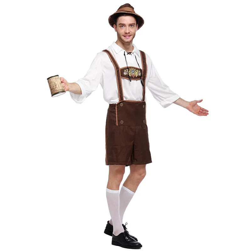 Новый Взрослый мужской традиционный костюм для Октоберфеста disfraz Mujer Lederhosen Bavarian