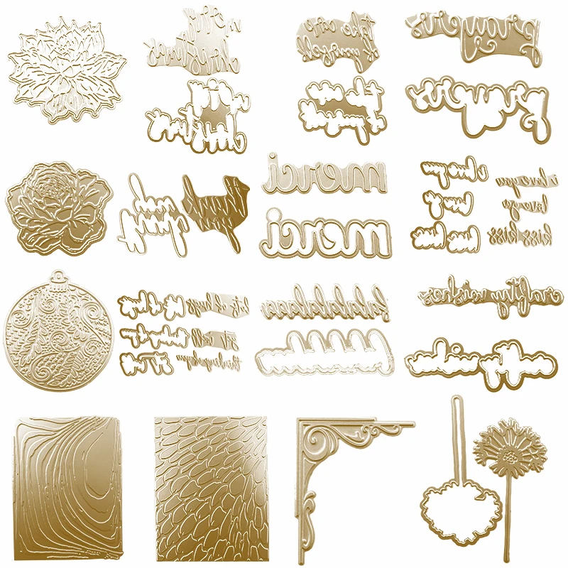 

Flower Rectangle Frame Hot Foil Plate Metal Cutting Dies Letter Words for DIY Scrapbooking Photo Album Decor Cards Crafts