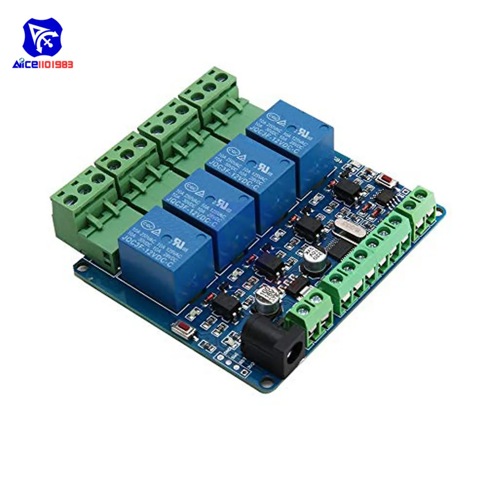 Diymore Modbus RTU 4 канала 12 В релейная Выходная плата модуль переключатель вход RS485 / TTL