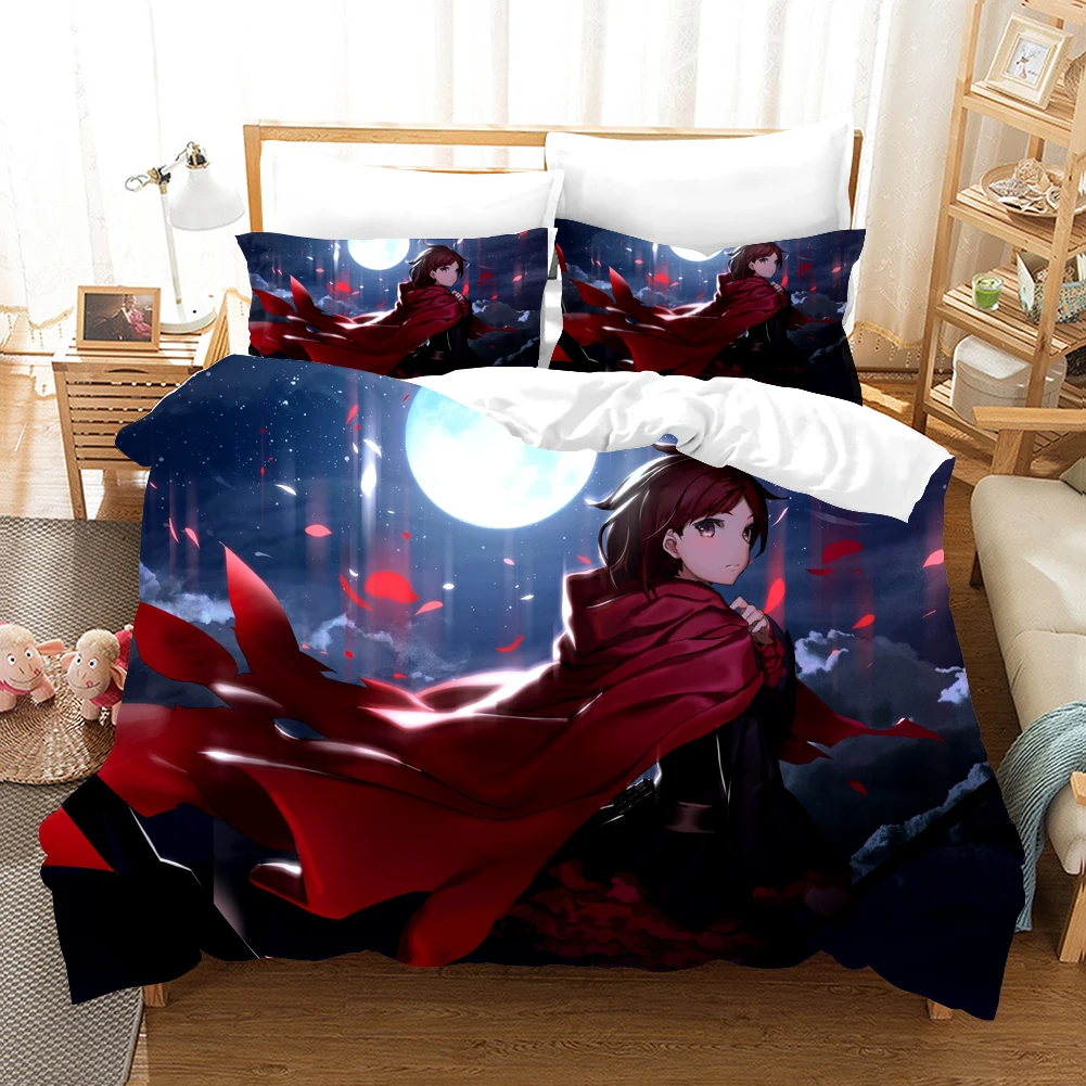 

Anime Red Girls Bedding Set Ruby Fashion Cartoon Cool 3d Duvet Cover Sets Comforter Bed Linen Twin Queen King Single Size Kids