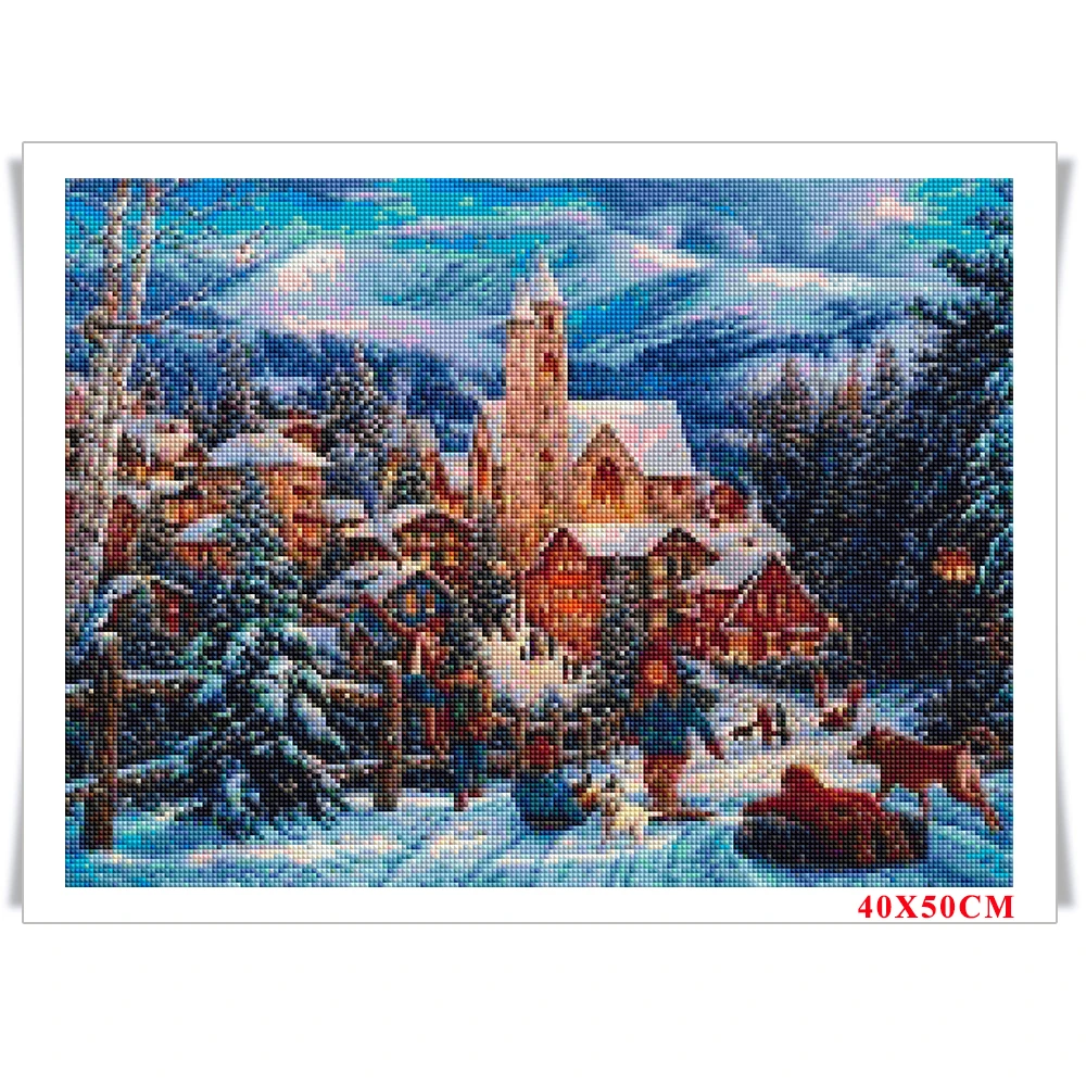 AZQSD 5D Рождественская Алмазная картина Стразы Сделай Сам зимняя полная квадратная