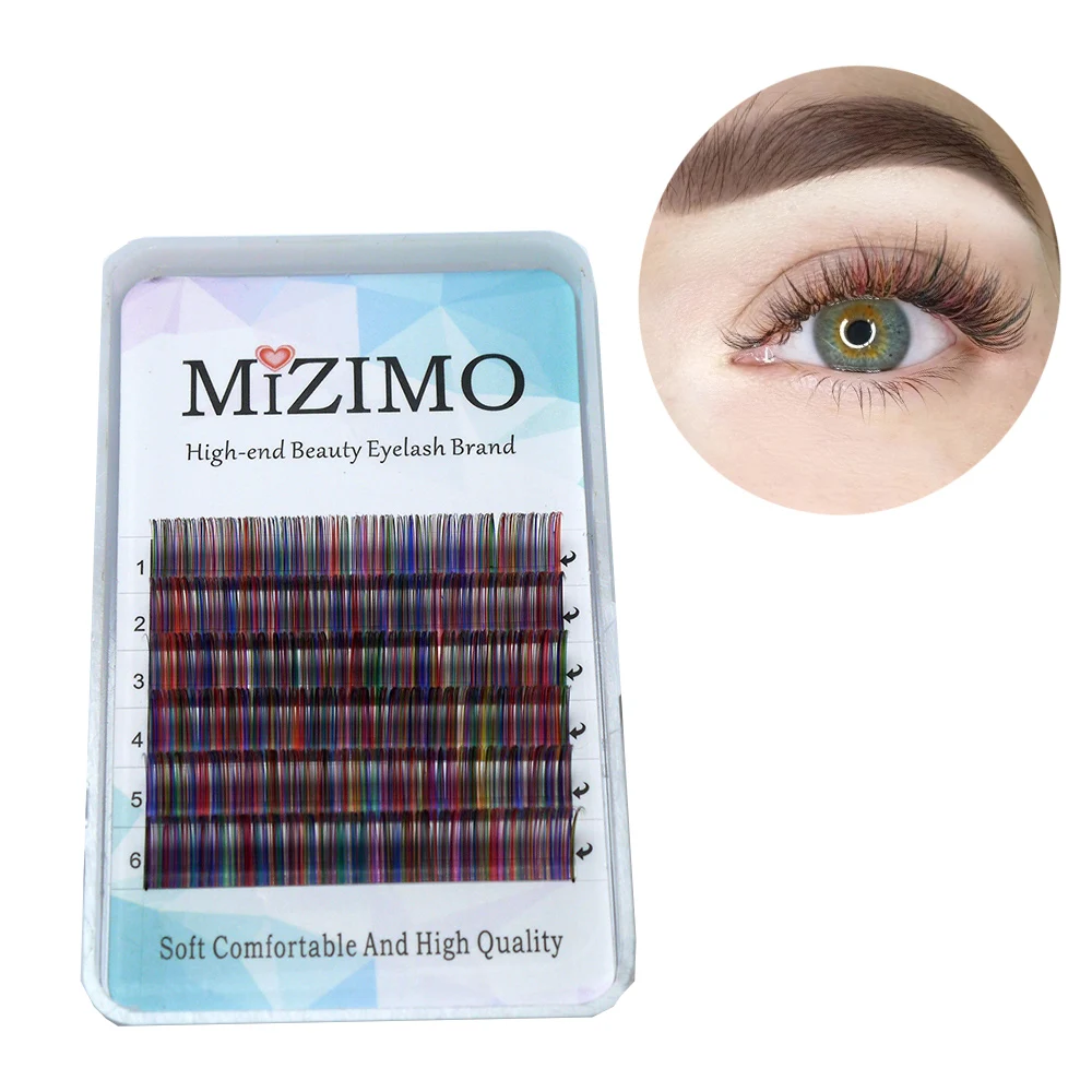 Mimimo многоцветное наращивание накладных ресниц радужного цвета | Красота и