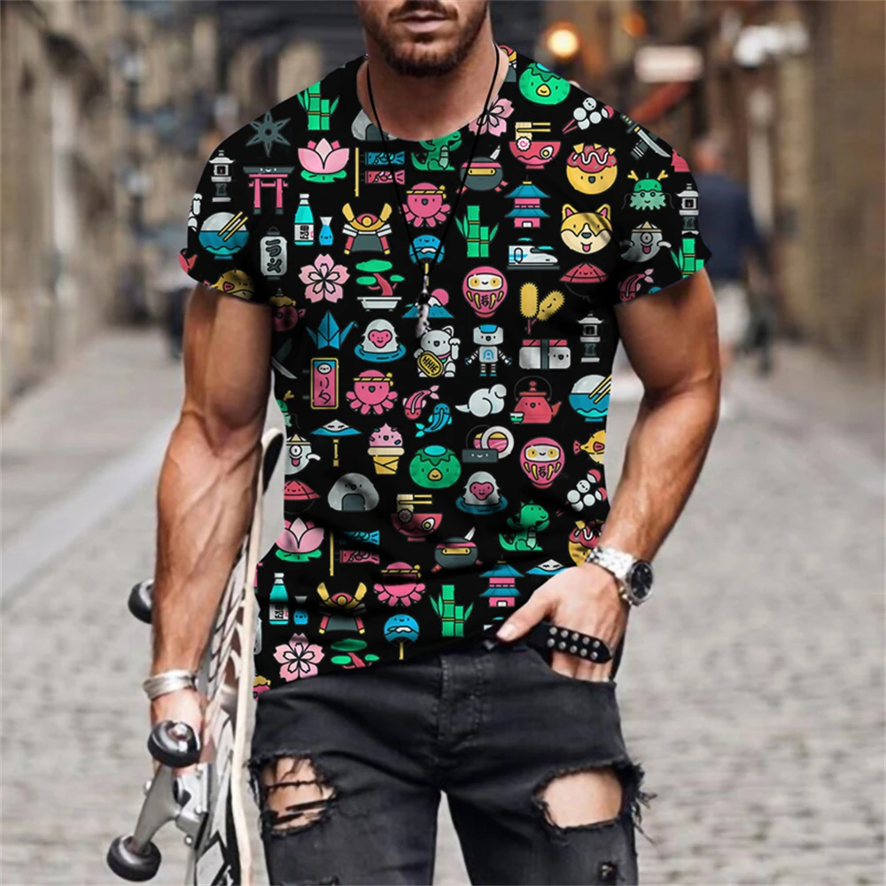 

American Casual Print T-shirt Men Street Loose Short-sleeved Clothing Retro Hip-hop Wild Fashion Summer 2021 Hot Sale T shirt