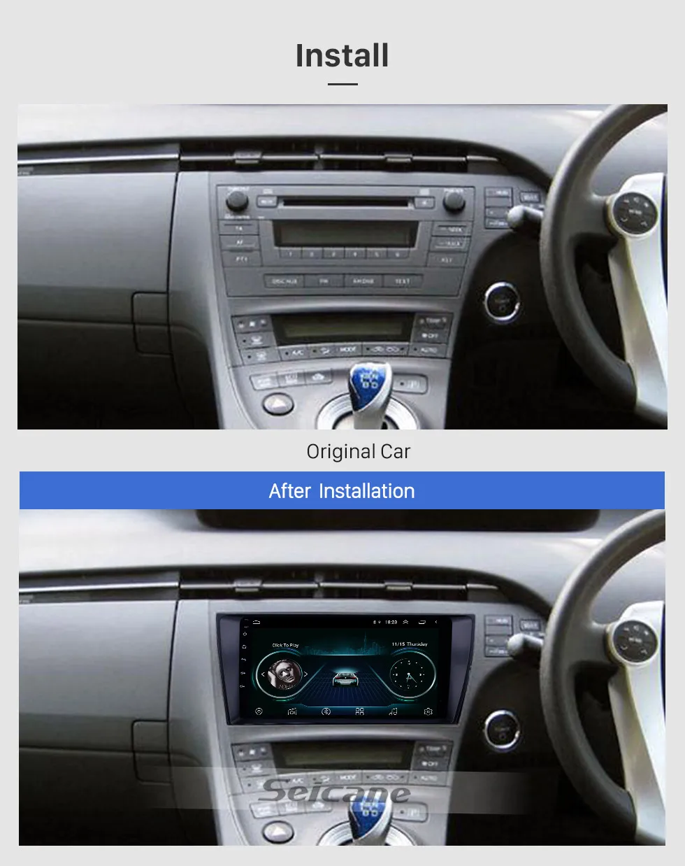 Seicane " Android 8,1 GPS автомобильный радиоприёмник для 2009 2010-2013 Toyota Prius RHD с HD сенсорным экраном Поддержка Carplay задняя камера 2din