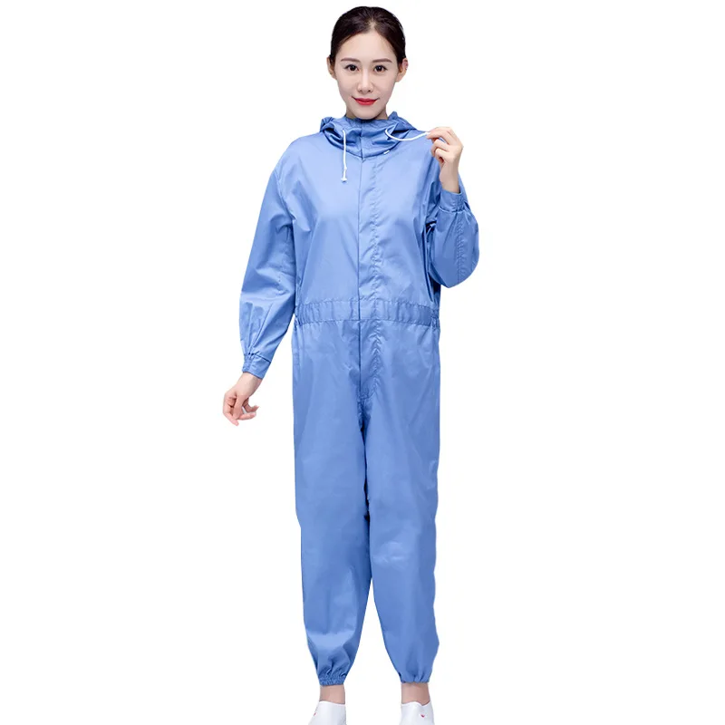 

Men Women Thin Work Overall Breathable Long Sleeve Hooded Coverall Dust-proof Protective Work Clothing Food Factory Jumpsuit 4XL