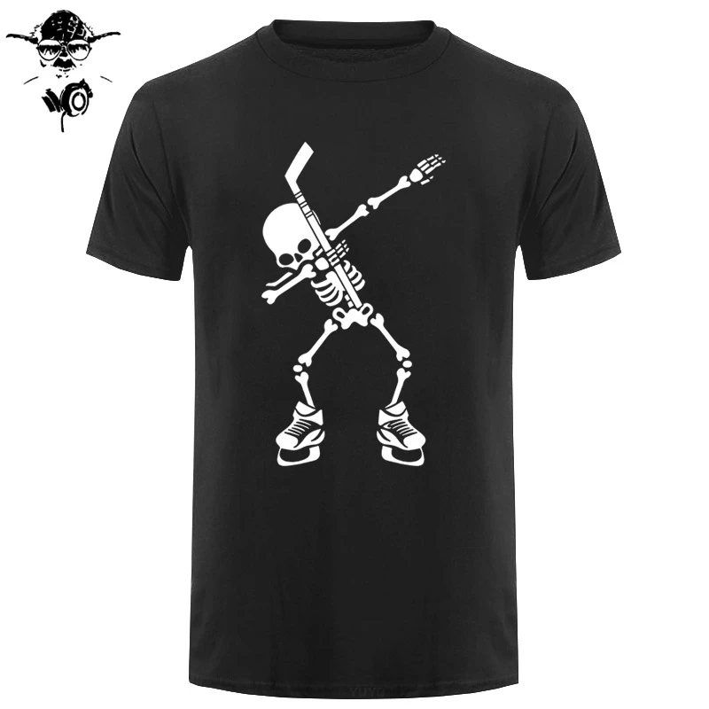Hockeyer Skeleton Dabbing танцевальная футболка для Хэллоуина новая мужские модные футболки