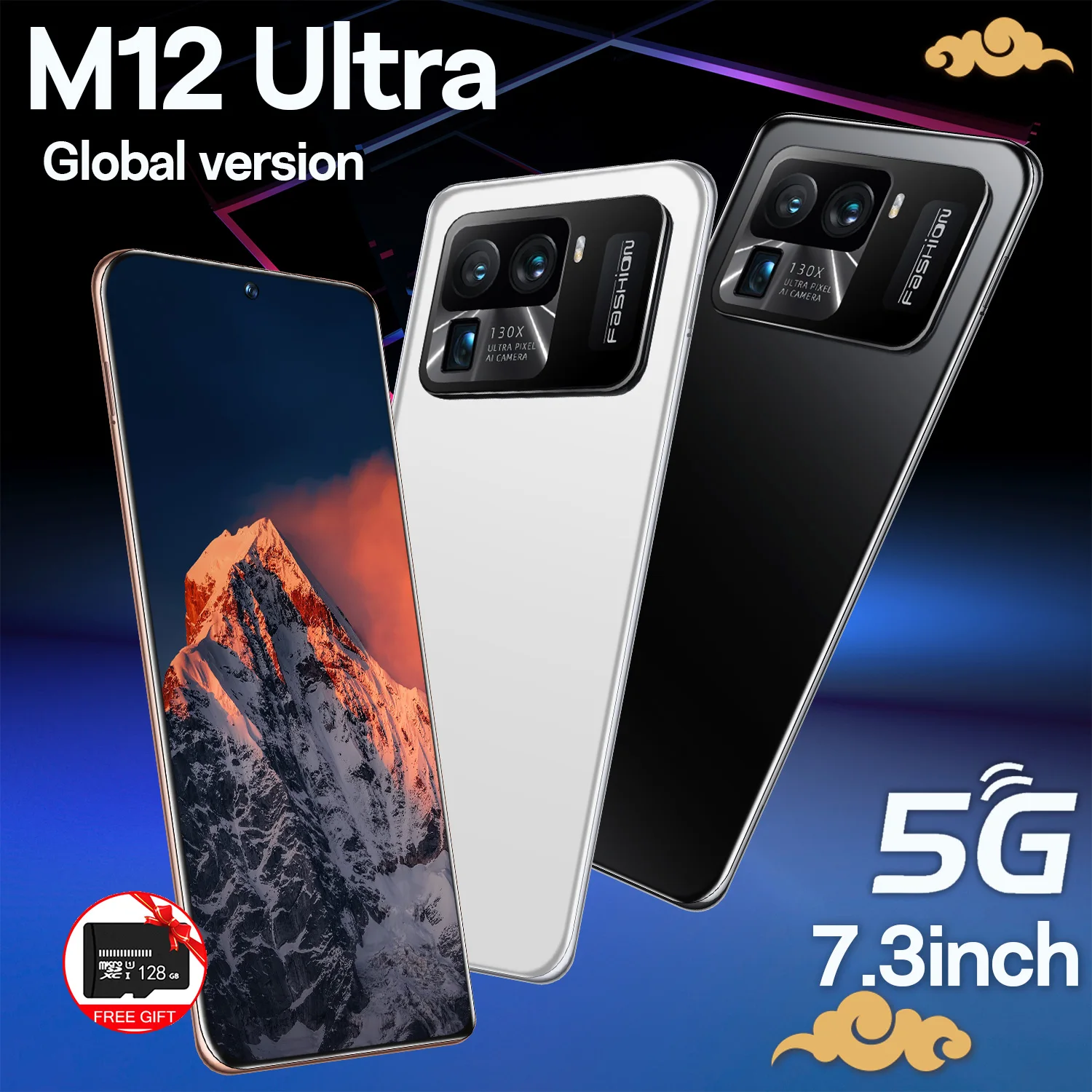 

Celulare M12 Ultra 7.3Inch Smartphone 4G/5G Unlock 48MP+64MP 16GB+512GB 6800mAh Mobile phones Android Global Version Smart phone
