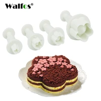 walfos food grade 4 pieces plum flower plunger cutter sugarcraft fondant cake decorating diy tool