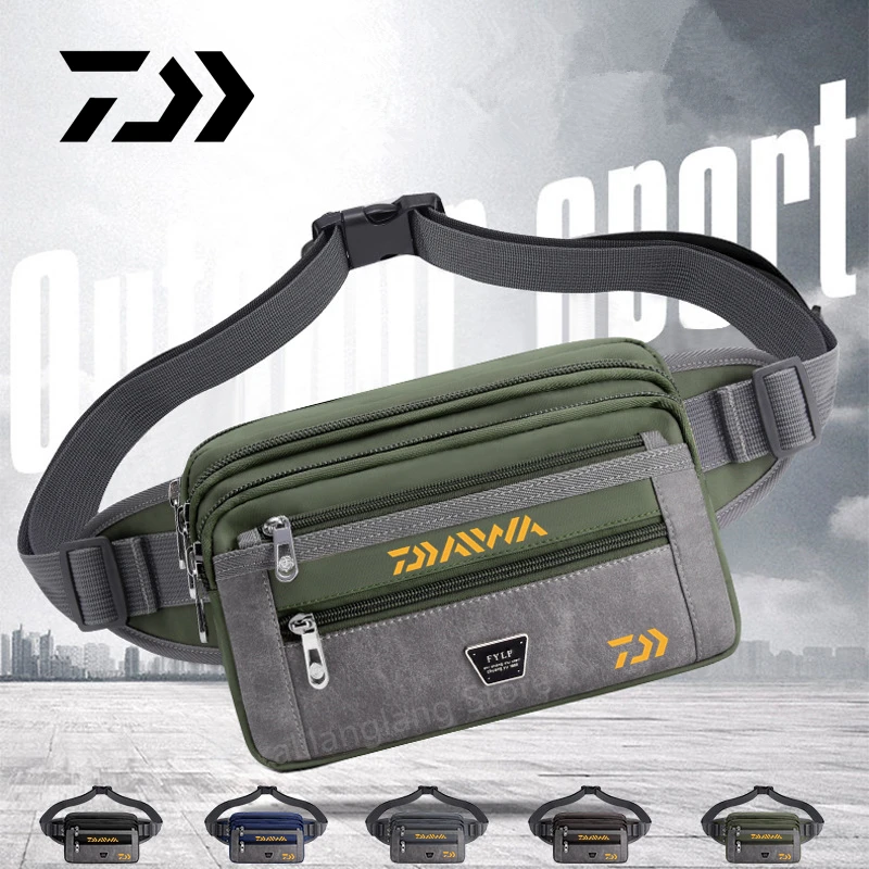 

Daiwa Fishing Waist Bags For Men Casual Nylon Waist Packs Multi-function Anti-theft Outdoor Sport Fishing Bag Zipped Waist Packs