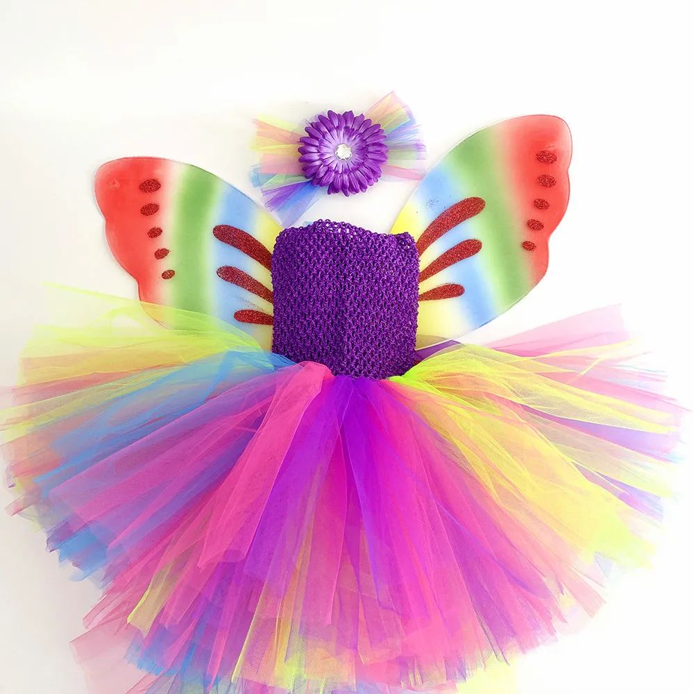 1 комплект костюм бабочки с радужными крыльями для девочек фиолетовые сказочные