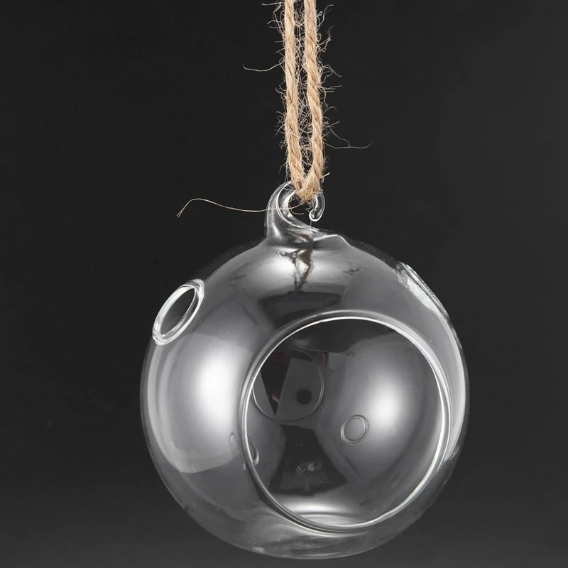 

Hot Sale 80MM Hanging Tealight Holder Glass Globes Terrarium Wedding Candle Holder Candlestick