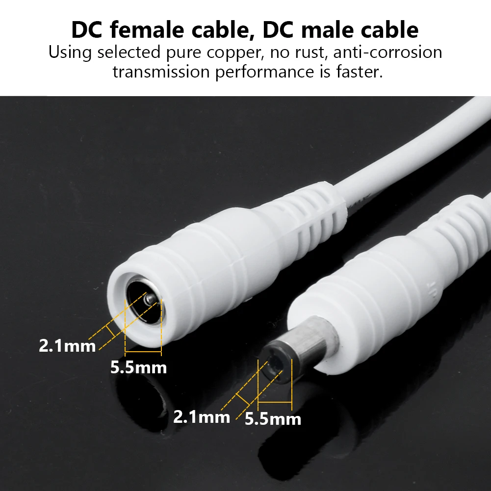 

10Pcs 5.5mmx2.1mm Wire Extension For LED Strip Radio Printer CCTV Security Camera DC 12V Connector Cable Male Female Plug Power
