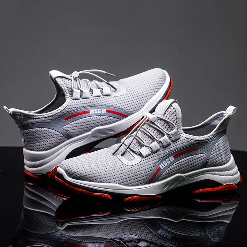 Мужские кроссовки из сетчатого материала Красные в Корейском стиле повседневная