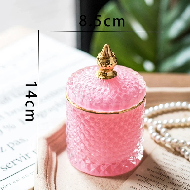 

Luxury Multicolor Glass Storage Jar Aromatherapy Bottle with Lid Minimalist Household Cotton Swab Jewelry Storage Box