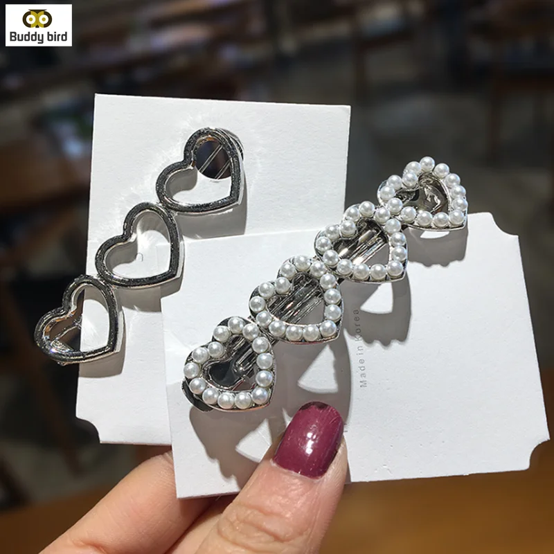 Заколка для волос с имитацией жемчуга в виде сердца|Украшения волос| |