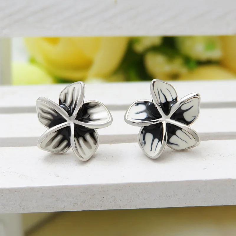 

Buyee 100% 925 Sterling Silver Fashion Female Stud Earring Red Enamel Flower Party Earring for Women Fashion Fine Jewelry