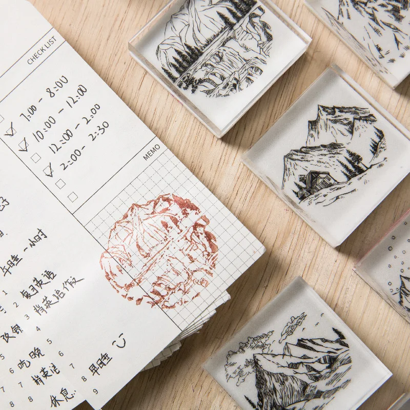 Вселенная звездный свет горный лес винтажный штамп DIY акриловые резиновые штампы