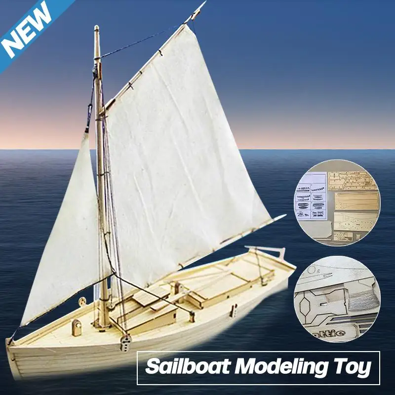 

DIY 1:30 Wooden Assembled Philette Sailboat Modeling Toy For Children Education Birthdays Gifts