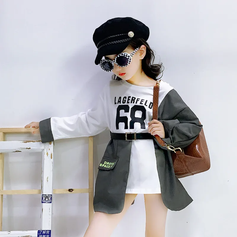 Свитер для девочек 2019 Новое Осеннее детское тонкое платье-свитер с длинными