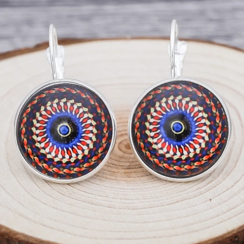 Crazy Feng Boho Цветочные Висячие серьги для женщин винтажные ювелирные изделия геометрический узор круглые серьги Bijoux boucles d'oreuilles bohemia