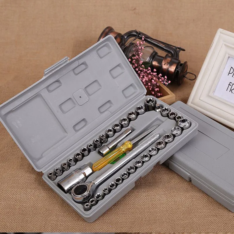 

Car Automotive Car Kit 40 Pcs Set Combination Tool Sleeve Combination Wrench Repair Tool Emergency Supplies Car Repair Tool Set