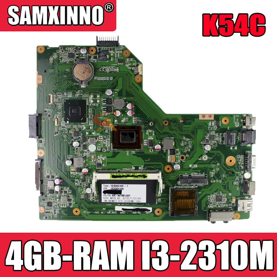 Akemy K54C Laptop motherboard for ASUS X54C original mainboard 4GB-RAM I3-2310M