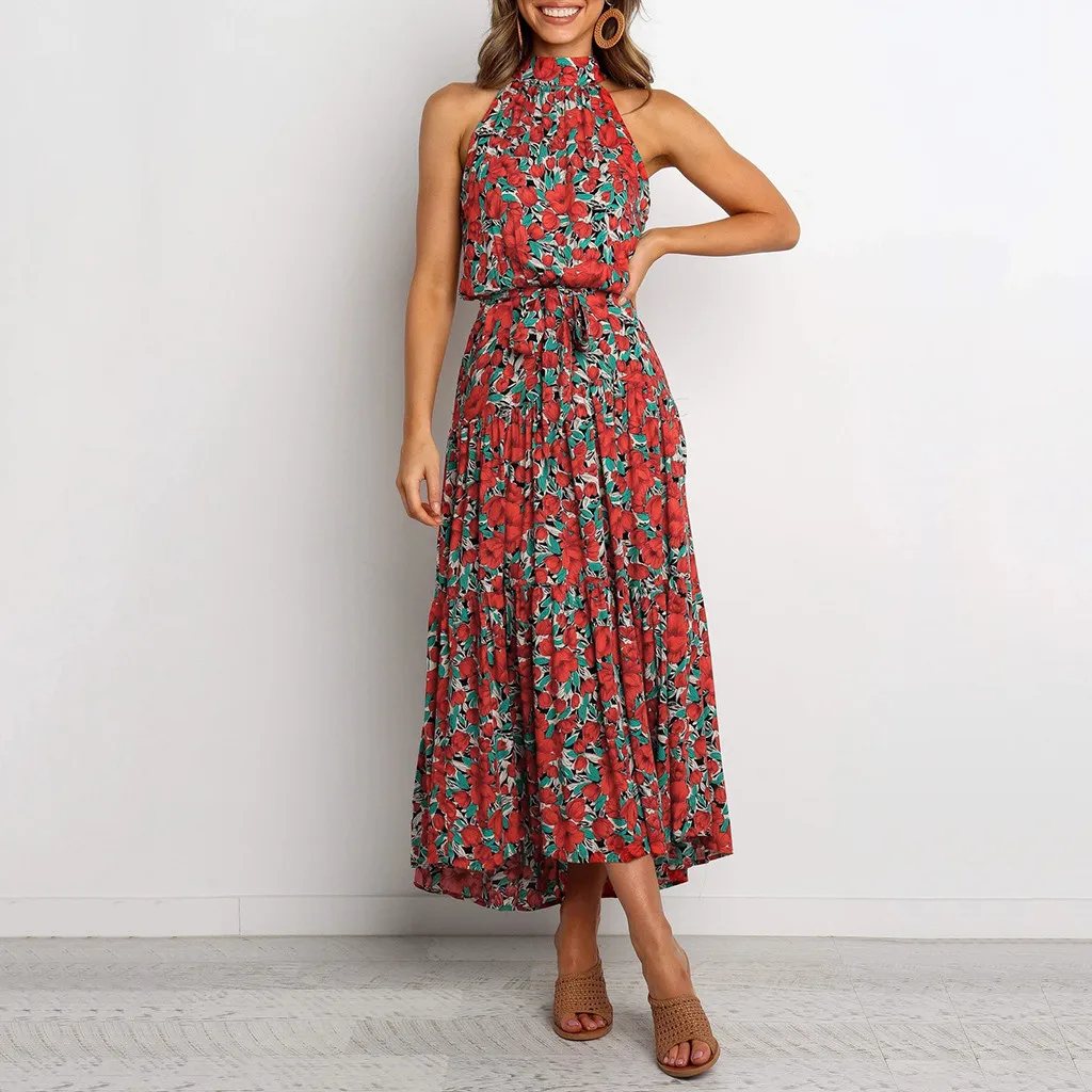 Женская обувь на каждый день с цветочным принтом лямкой шее без рукавов вечерние