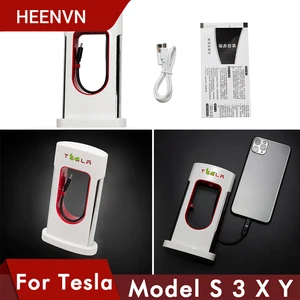 heenvn new car mobile charger for tesla model 3 2021 model y s x mobile power phone smartphone super charger accessories model3 free global shipping