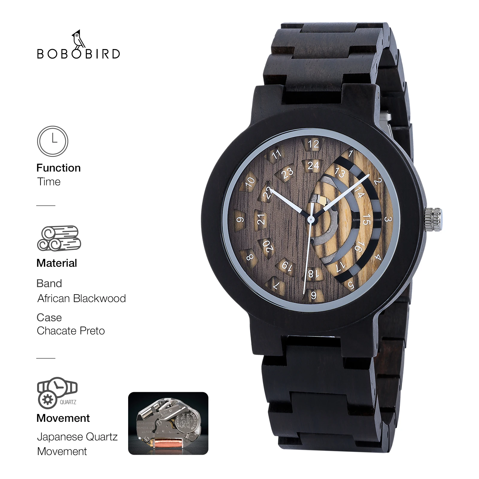 

BOBO BIRD Men's Watches Wood Men Quartz Wristwatches For Men Wood Man Wrist Women Watch Wooden Timepiece Custom Anniversary Gift