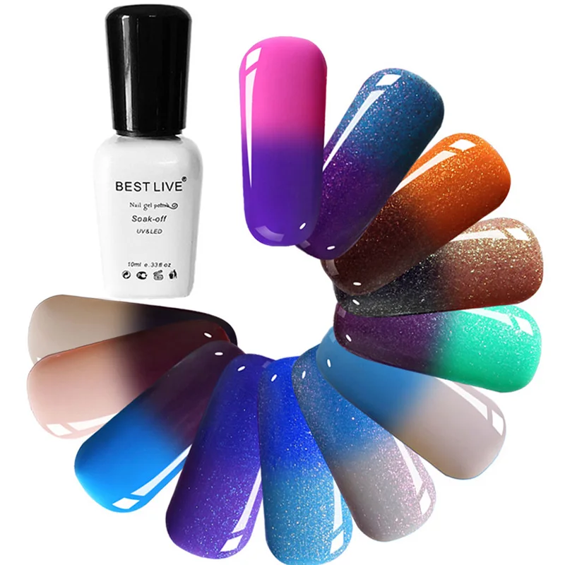 Лучший живой хамелеон меняющий цвет Гель лак для ногтей отмачиваемый УФ и