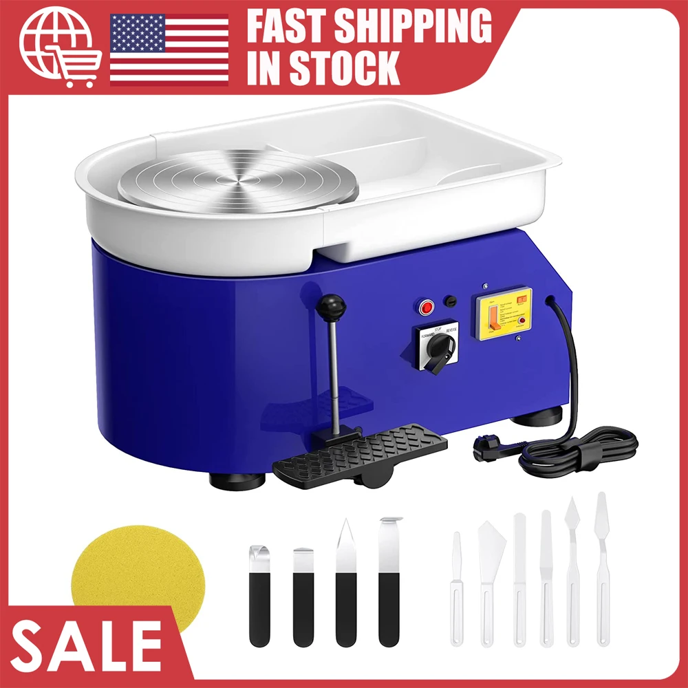 

Electric Pottery Wheel 25CM 350W Ceramic Clay Work Forming Machine Pottery Wheel with Foot Pedal Detachable Basin DIY Clay Art