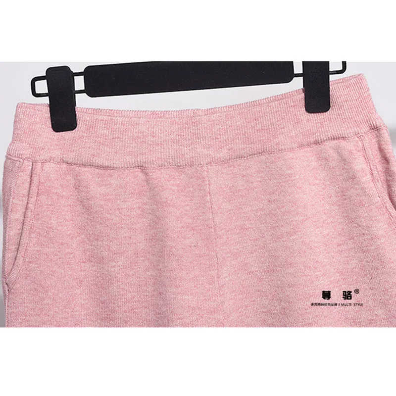 Корейский Розовый спортивный костюм женский вязаный кардиган длинные штаны