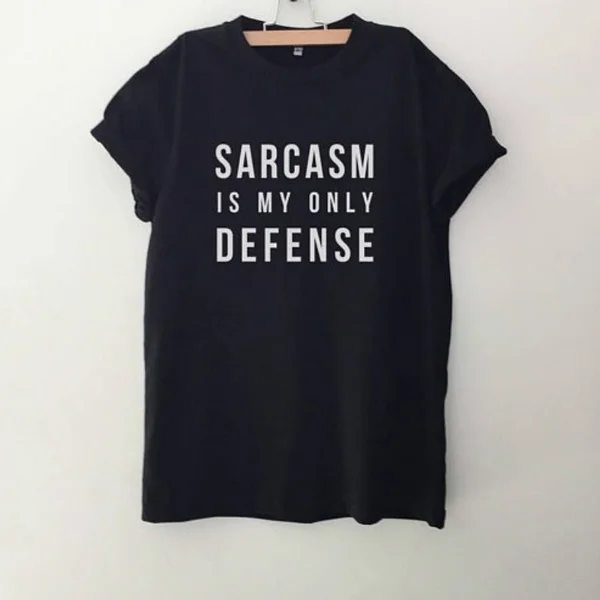 

Забавные Рубашки Sarcasm Is My Only для защиты, футболки с цитатами, футболки Tumblr, графические футболки для женщин, хипстерская футболка, подарок дл...
