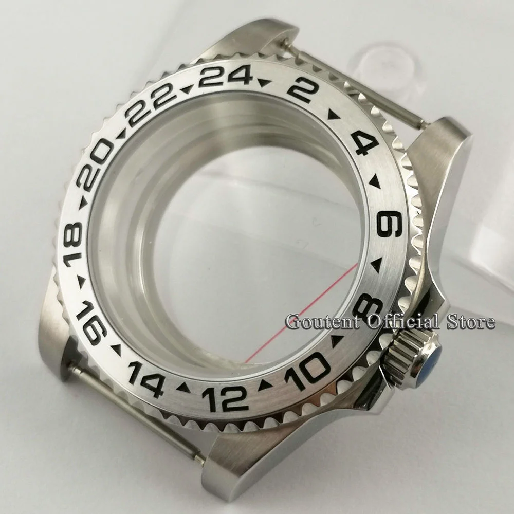 

40mm Silver Watch Case With Steel Bezel Sapphire Glass Fit NH35 NH36,MIYOTA 8205/8215/821A,DG2813 3804,ETA 2824 2836 Movement